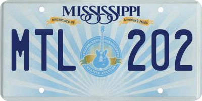 MS license plate MTL202