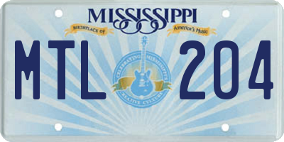 MS license plate MTL204