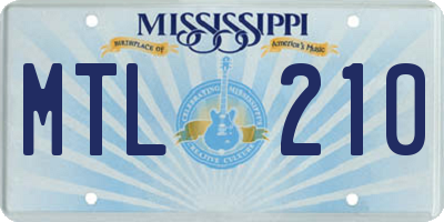 MS license plate MTL210