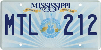 MS license plate MTL212