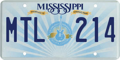 MS license plate MTL214