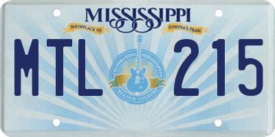 MS license plate MTL215
