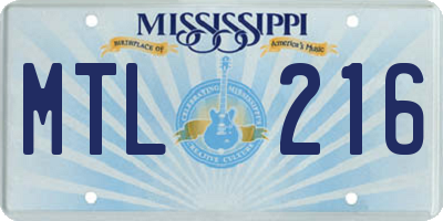 MS license plate MTL216