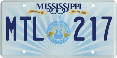 MS license plate MTL217
