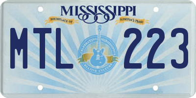 MS license plate MTL223