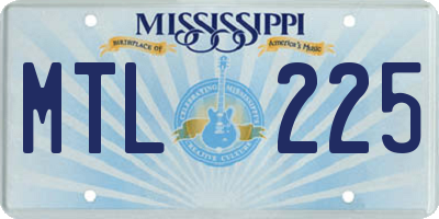 MS license plate MTL225