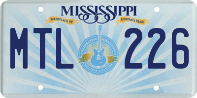 MS license plate MTL226