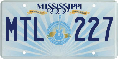 MS license plate MTL227