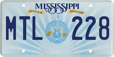 MS license plate MTL228