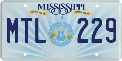 MS license plate MTL229