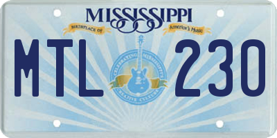 MS license plate MTL230