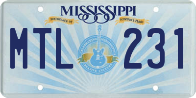 MS license plate MTL231