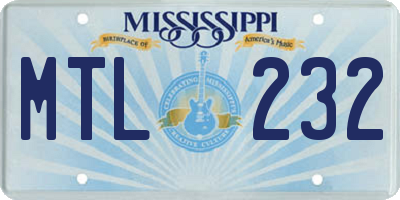 MS license plate MTL232