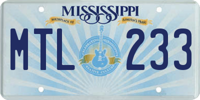 MS license plate MTL233