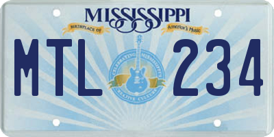 MS license plate MTL234