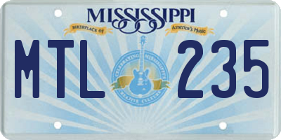 MS license plate MTL235