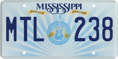 MS license plate MTL238