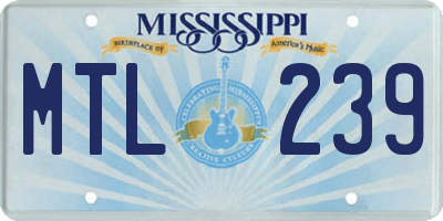 MS license plate MTL239