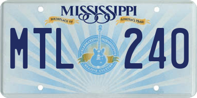 MS license plate MTL240