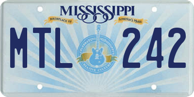 MS license plate MTL242