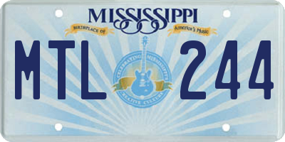 MS license plate MTL244
