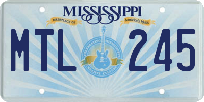 MS license plate MTL245