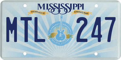 MS license plate MTL247