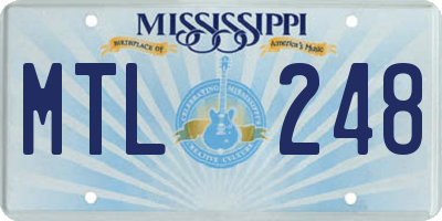 MS license plate MTL248