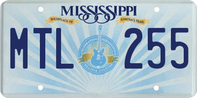 MS license plate MTL255