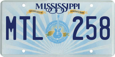 MS license plate MTL258