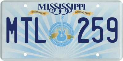 MS license plate MTL259