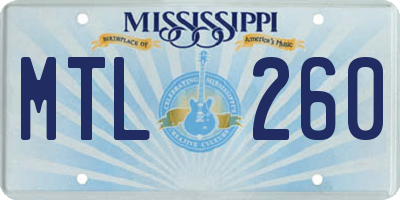 MS license plate MTL260