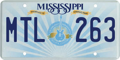 MS license plate MTL263