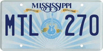 MS license plate MTL270