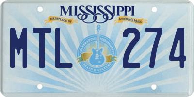 MS license plate MTL274