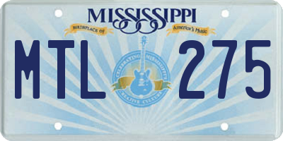 MS license plate MTL275