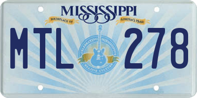 MS license plate MTL278