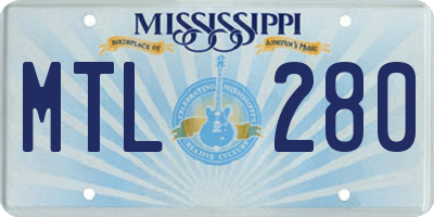 MS license plate MTL280