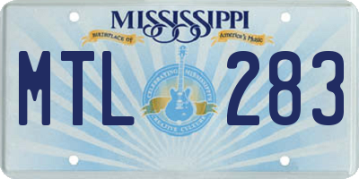 MS license plate MTL283