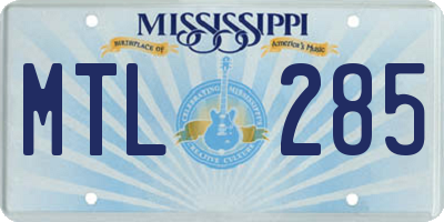 MS license plate MTL285