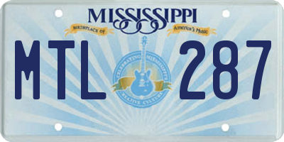 MS license plate MTL287