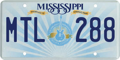 MS license plate MTL288