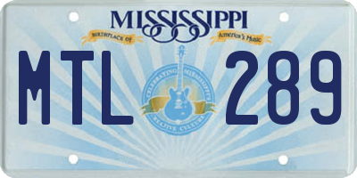 MS license plate MTL289