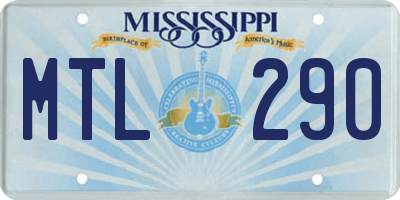 MS license plate MTL290