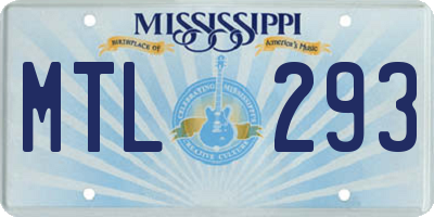 MS license plate MTL293