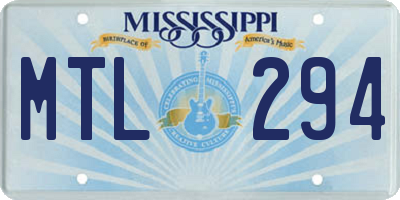 MS license plate MTL294