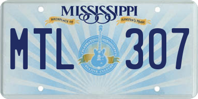 MS license plate MTL307