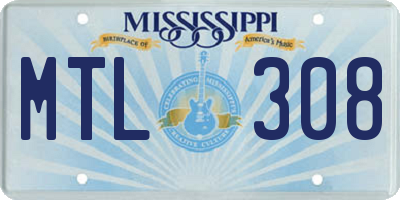 MS license plate MTL308