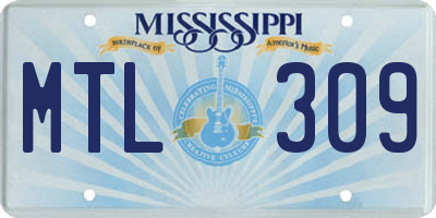 MS license plate MTL309