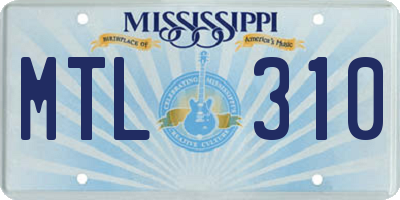 MS license plate MTL310